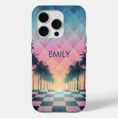 Custom Name Retro Synthwave Sunset Palm Trees Case-Mate iPhoneケース (裏面)