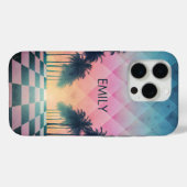 Custom Name Retro Synthwave Sunset Palm Trees Case-Mate iPhoneケース (裏面 (横))