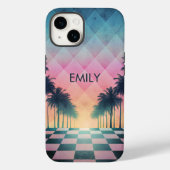 Custom Name Retro Synthwave Sunset Palm Trees Case-Mate iPhoneケース (裏面)