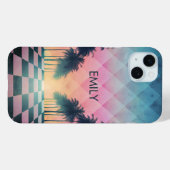 Custom Name Retro Synthwave Sunset Palm Trees Case-Mate iPhoneケース (裏面 (横))