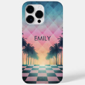 Custom Name Retro Synthwave Sunset Palm Trees Case-Mate iPhoneケース (裏面)
