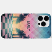 Custom Name Retro Synthwave Sunset Palm Trees Case-Mate iPhoneケース (裏面 (横))