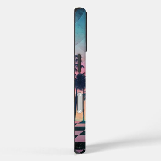 Custom Name Retro Synthwave Sunset Palm Trees Case-Mate iPhoneケース (裏面 / 右)