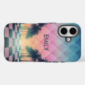 Custom Name Retro Synthwave Sunset Palm Trees Case-Mate iPhoneケース (裏面 (横))