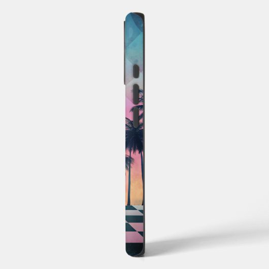 Custom Name Retro Synthwave Sunset Palm Trees Case-Mate iPhoneケース (裏面 / 左)