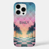 Custom Name Retro Synthwave Sunset Palm Trees Case-Mate iPhoneケース (裏面)