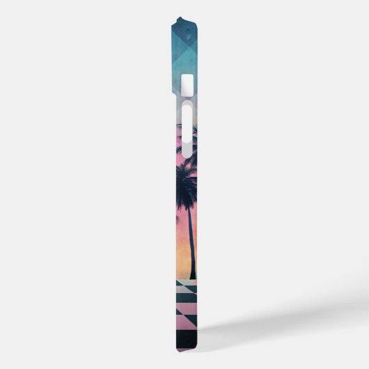 Custom Name Retro Synthwave Sunset Palm Trees Case-Mate iPhoneケース (裏面 / 左)