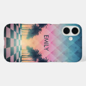 Custom Name Retro Synthwave Sunset Palm Trees Case-Mate iPhoneケース (裏面 (横))