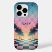 Custom Name Retro Synthwave Sunset Palm Trees Case-Mate iPhoneケース (裏面)