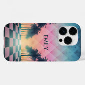 Custom Name Retro Synthwave Sunset Palm Trees Case-Mate iPhoneケース (裏面 (横))