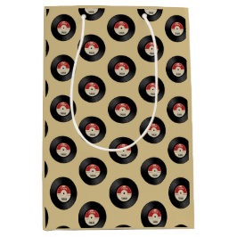 Custom Name Retro Vinyl Record ミディアムペーパーバッグ