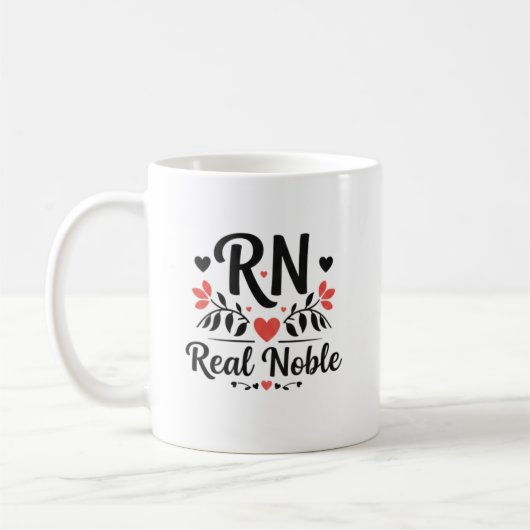 Custom Name RN Real Noble Floral Gift コーヒーマグカップ (左)