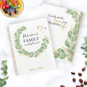 Custom Name Romantic Eucalyptus Wreath Family Meal プランナー手帳