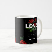 Custom Name Romantic Floral Gift for Valentine コーヒーマグカップ (正面右)