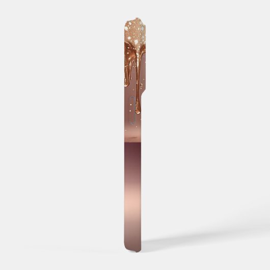 Custom Name Rose Gold Drip ✨ Metallic Glitter iPhoneケース (右側面)