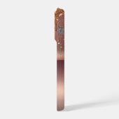 Custom Name Rose Gold Drip ✨ Metallic Glitter iPhoneケース (左側面)