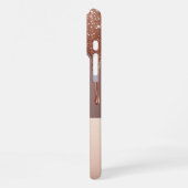 💎 Custom Name Rose Gold Glam Glitter Drip Elegant iPhoneケース (左側面)