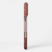 💎 Custom Name Rose Gold Glam Glitter Drip Elegant iPhoneケース (右側面)