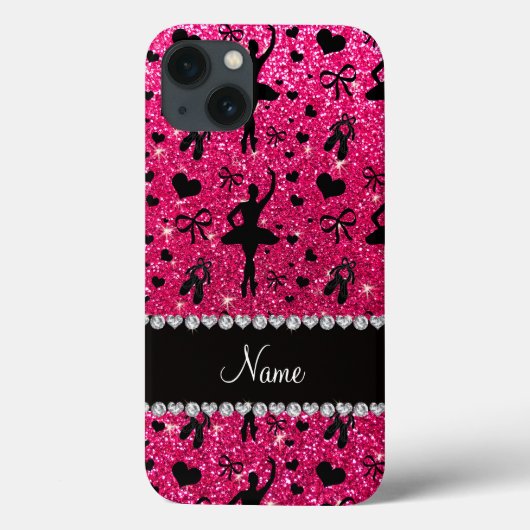 Custom name rose pink glitter ballerinas Case-Mate iPhoneケース (裏面)