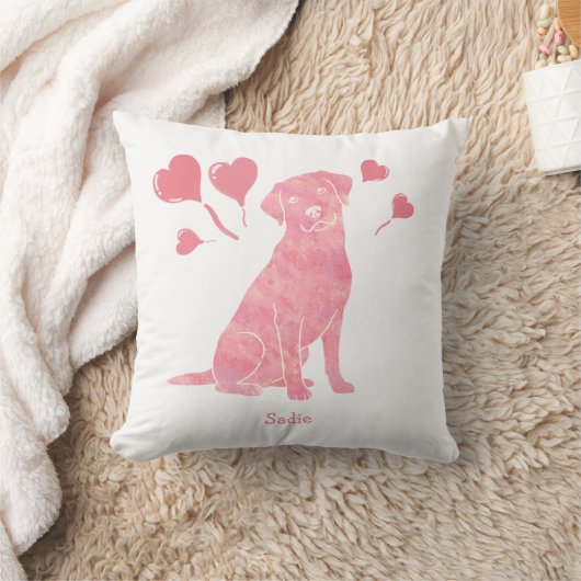Custom Name Rose Red Labrador Retriever Valentine  クッション (ブランケット)
