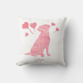 Custom Name Rose Red Labrador Retriever Valentine  クッション (正面)