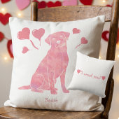Custom Name Rose Red Labrador Retriever Valentine  クッション