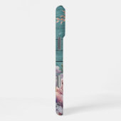 Custom Name Rustic Teal Wood Floral Personalized iPhoneケース (右側面)