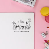 Custom Name Rustic Wildflowers Book  ラバースタンプ