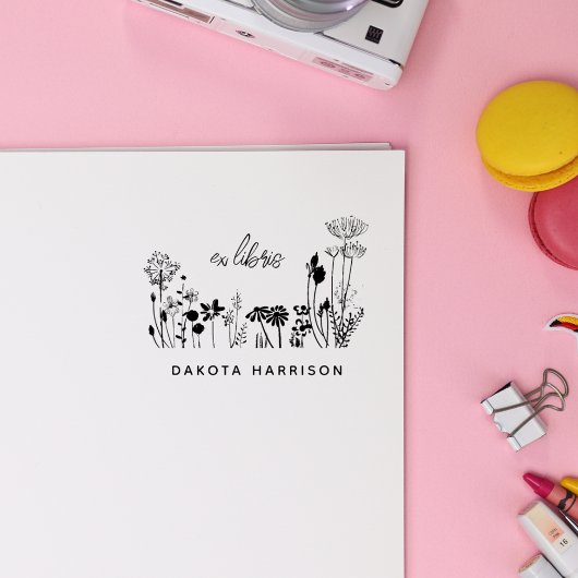 Custom Name Rustic Wildflowers Book  ラバースタンプ