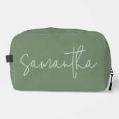 Custom Name Sage Cosmetic Bag for Bridesmaid & Her ドップキット (正面)