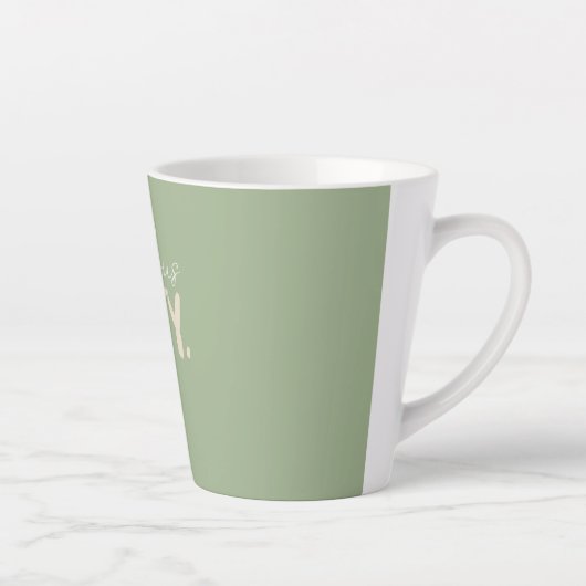 Custom Name - Sage Green Beige Fifty Latte Mug カフェラテマグ (右)