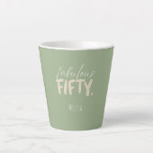 Custom Name - Sage Green Beige Fifty Latte Mug カフェラテマグ (正面)
