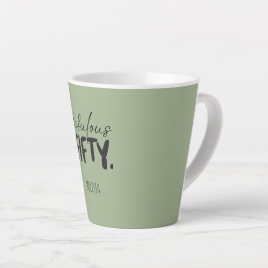 Custom Name - Sage Green Fabulous Fifty Latte Mug カフェラテマグ (右アングル)