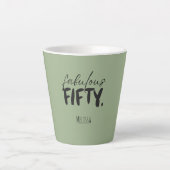 Custom Name - Sage Green Fabulous Fifty Latte Mug カフェラテマグ (正面)