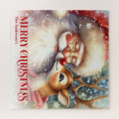 Custom Name Santa Rudolph Christmas Jigsaw Kids ジグソーパズル (横)
