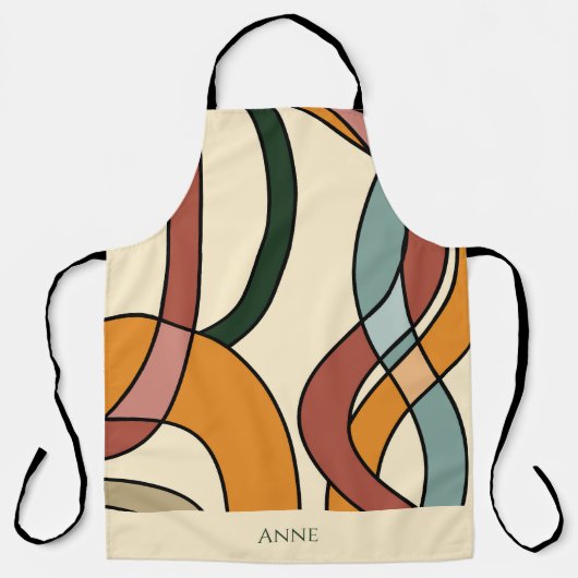 Custom Name Scandinavian Abstract Muted Kitchen  エプロン (正面)