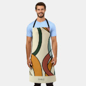 Custom Name Scandinavian Abstract Muted Kitchen  エプロン (着用した状態)