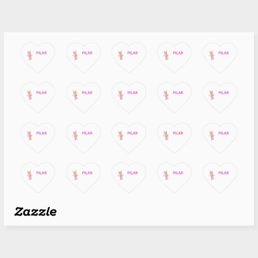 Custom Name School Stickers ハートシール (シート)
