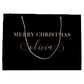 Custom Name Script Gold Black Large Gift Bag ラージペーパーバッグ (裏面)