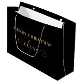 Custom Name Script Gold Black Large Gift Bag ラージペーパーバッグ (正面アングル)