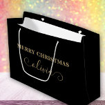 Custom Name Script Gold Black Large Gift Bag ラージペーパーバッグ<br><div class="desc">Custom Name Script Gold Black Large Gift Bag. Personalize with your custom text.</div>