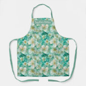 Custom Name Script Kitchen Floral Green Coffee エプロン (正面)