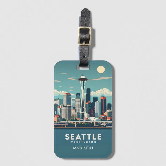 Custom Name Seattle Washington ラゲッジタグ (正面縦)