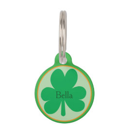 Custom Name, Shamrock Round Pet, Dog ID Tag ペット　ネームタグ
