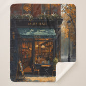Custom Name Sherpa Blanket Bookish Coffee Shop シェルパブランケット (正面)