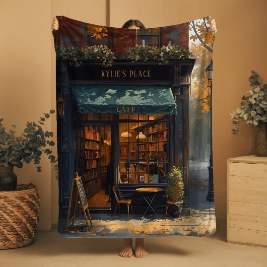 Custom Name Sherpa Blanket Bookish Coffee Shop シェルパブランケット