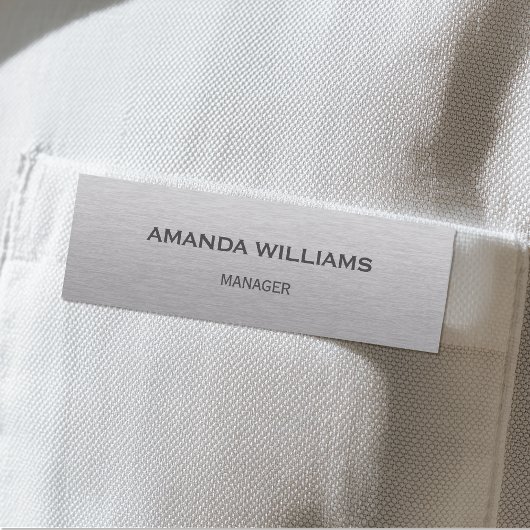 Custom Name Silver Brushed Metal Employee 名札