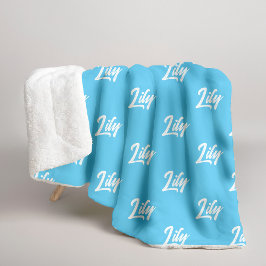 Custom Name Sky Blue Winter Sherpa Blanket for Dad シェルパブランケット