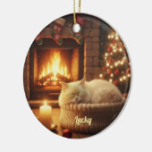 Custom Name Sleeping Cat Christmas Ornament セラミックオーナメント (左)