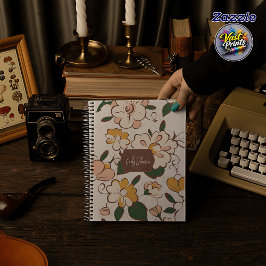 Custom Name Soft Pastel Floral Garden Name Label ノートブック